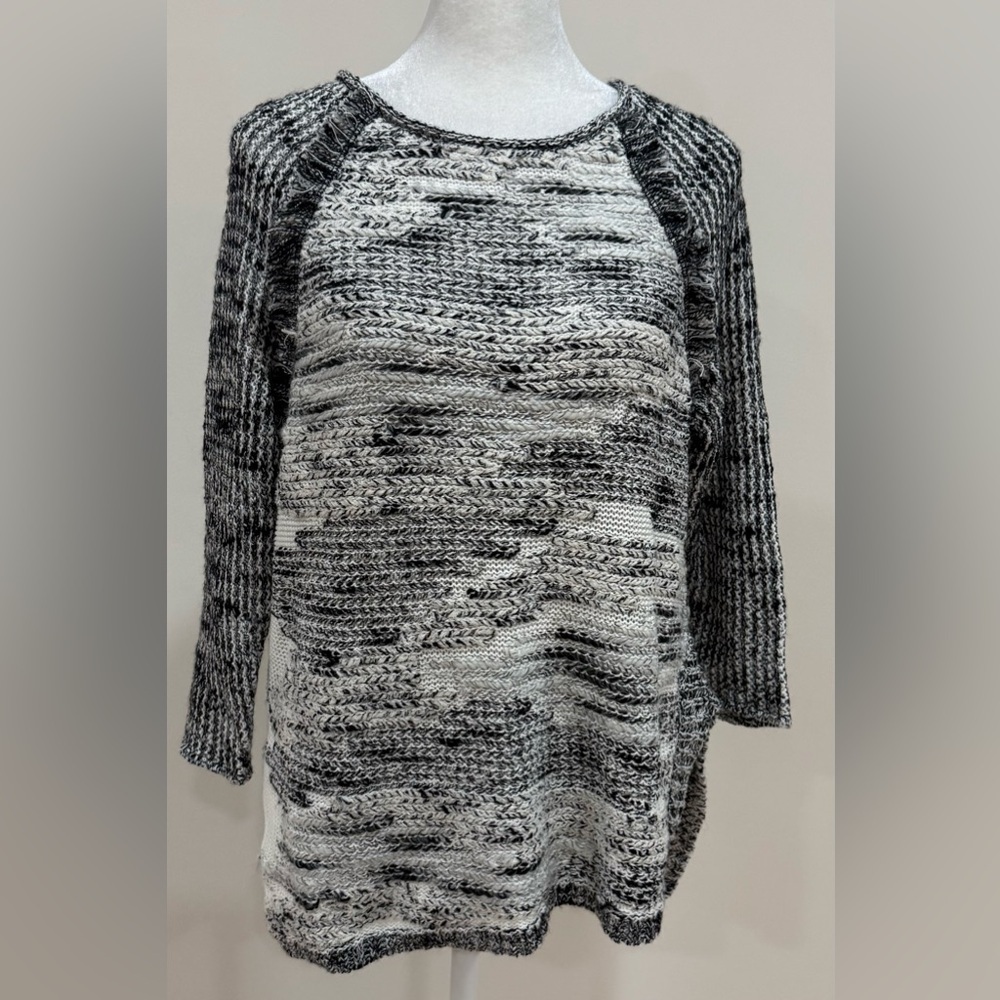 Anthropologie Moth Sweater Womens Small Gray Textured Scoop Neck Chunky Knit